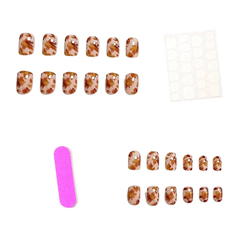 Nail Art Set Autumn Leaf Print Set of 24