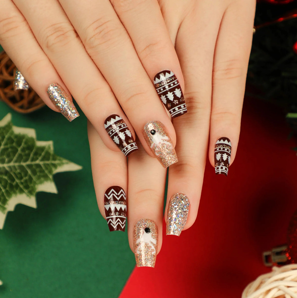 Nail Art Set Blue Rhinestones & Glitter