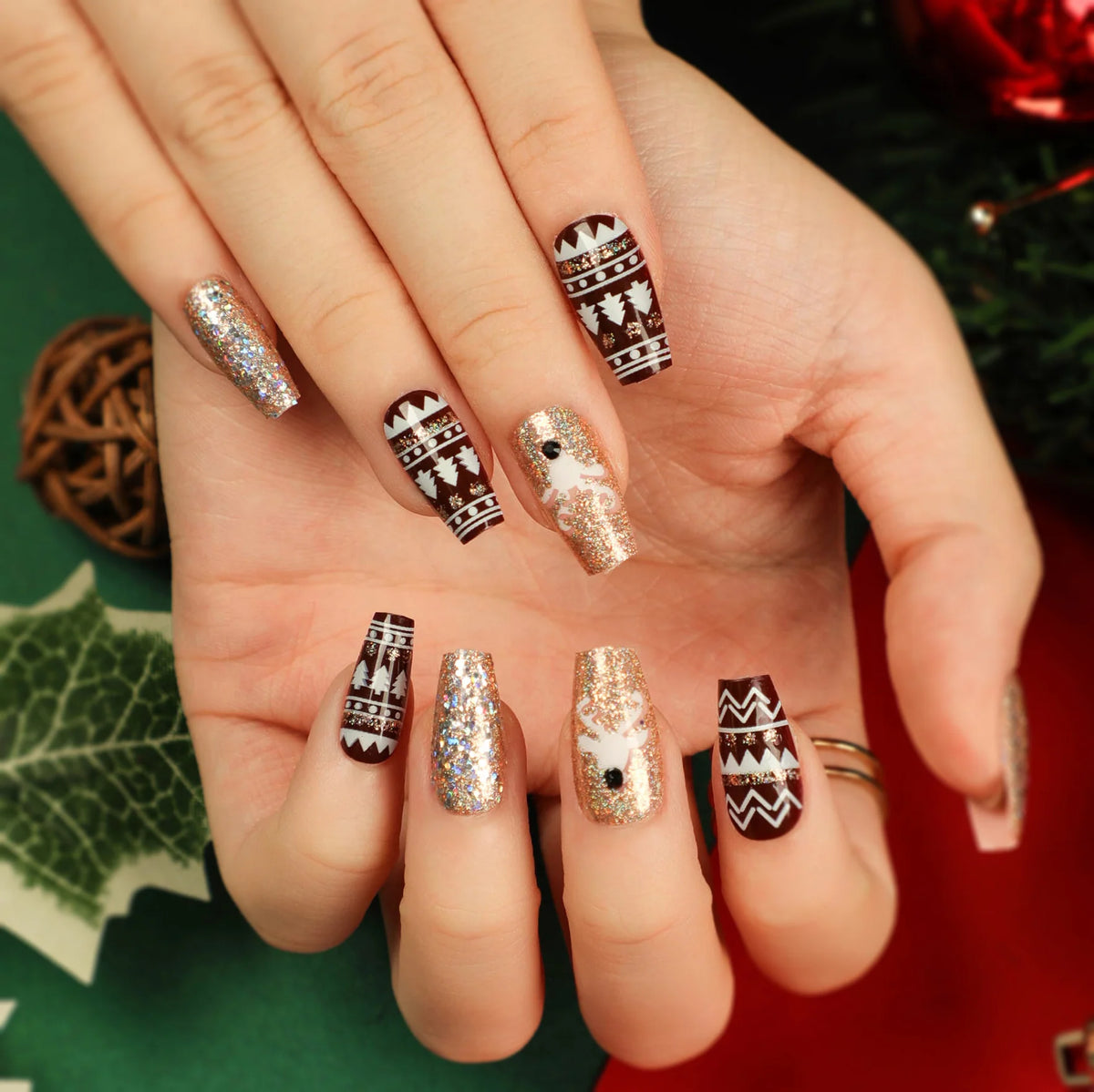 Nail Art Set Blue Rhinestones & Glitter