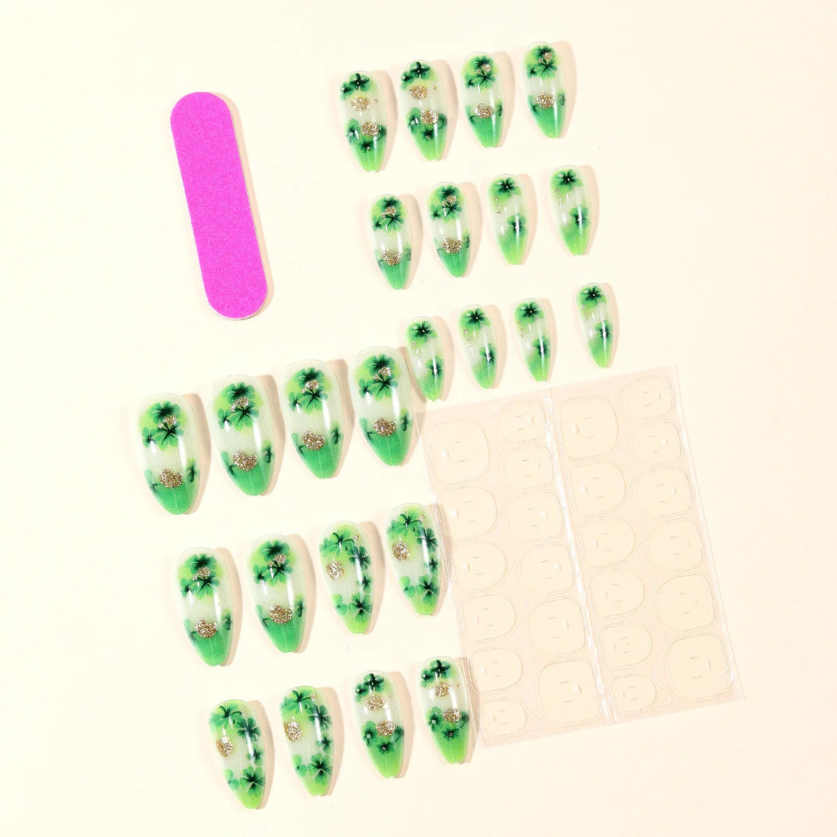 Nail Art Set Botanical Floral Decals & Glitter
