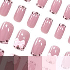 Nail Art Set Bow & Gem Embellishments 24-Piece Hypoallergenic
