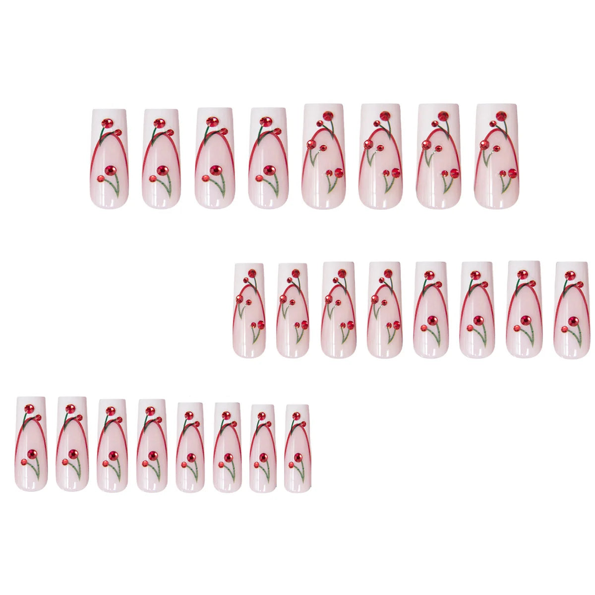 Nail Art Set Cherry Blossom Sparkling Accents Quick Application