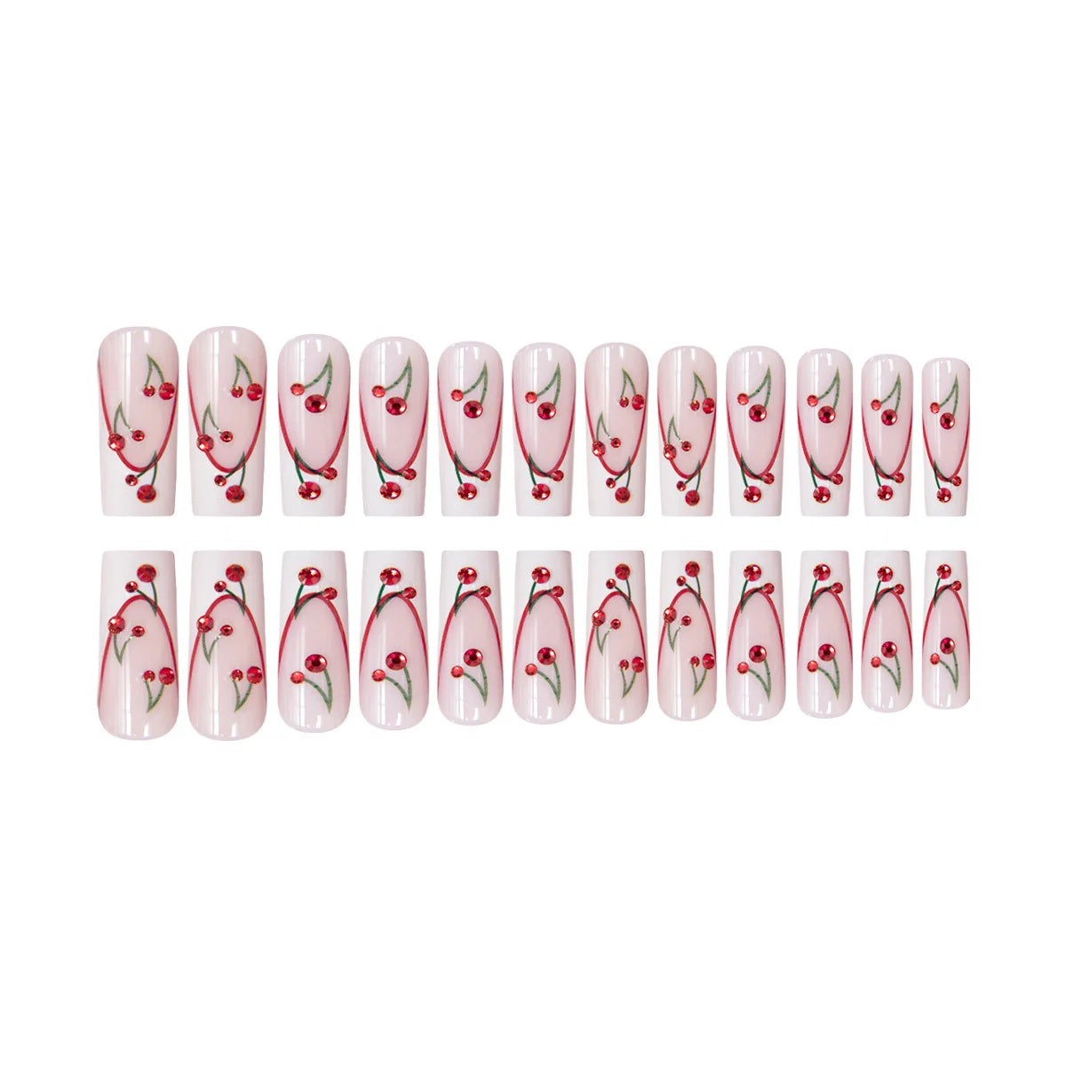 Nail Art Set Cherry Blossom Sparkling Accents Quick Application