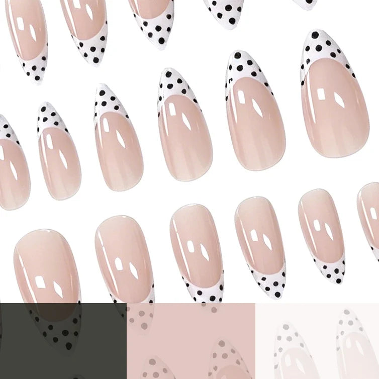 Nail Art Set Dotted French Tip 24 Piece