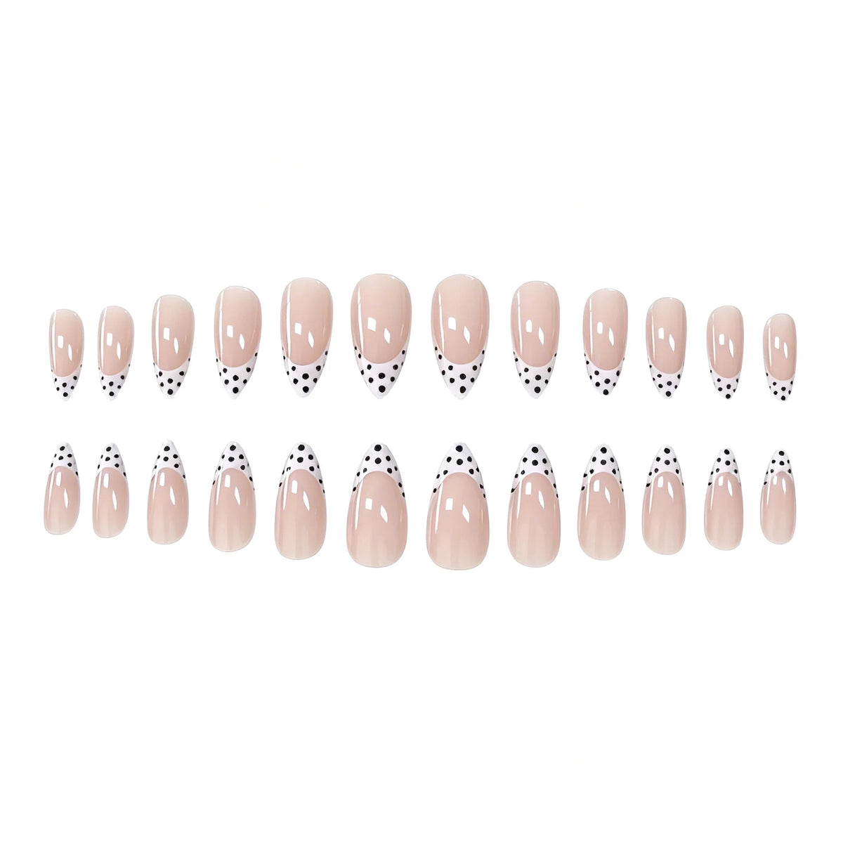 Nail Art Set Dotted French Tip 24 Piece