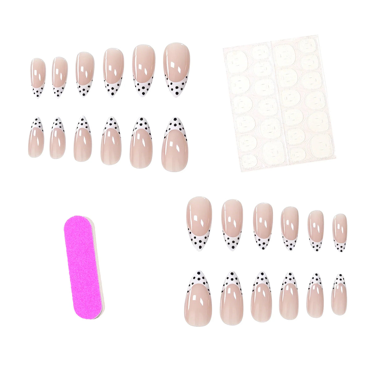 Nail Art Set Dotted French Tip 24 Piece