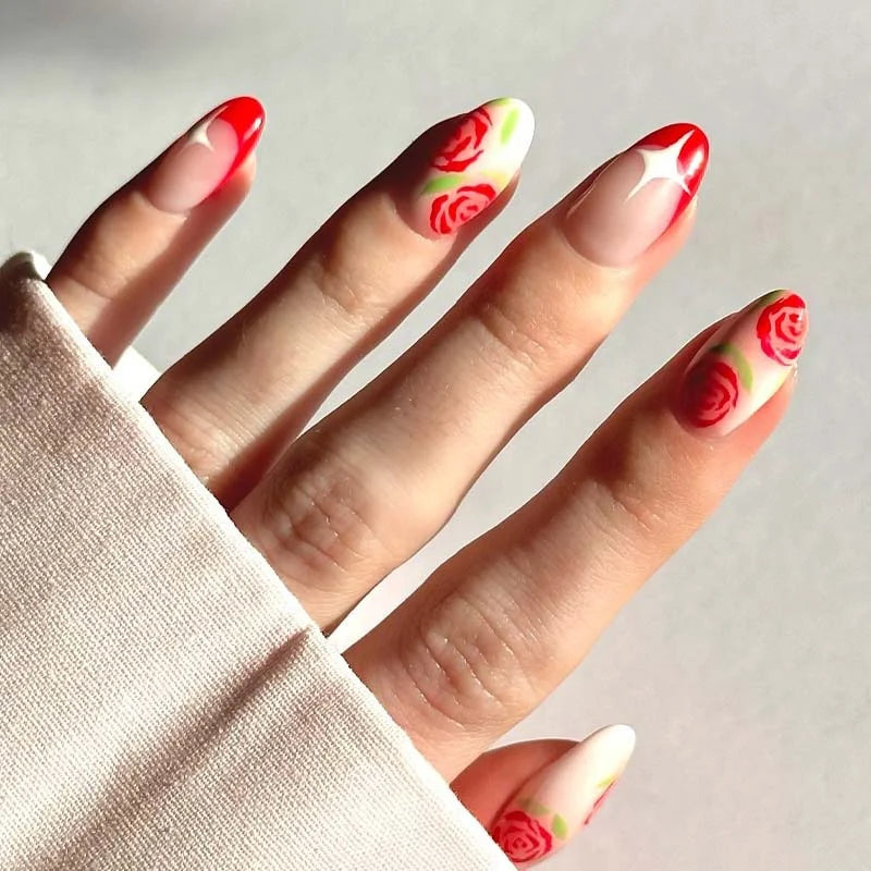 Nail Art Set Floral Designs Easy Application Long-Lasting