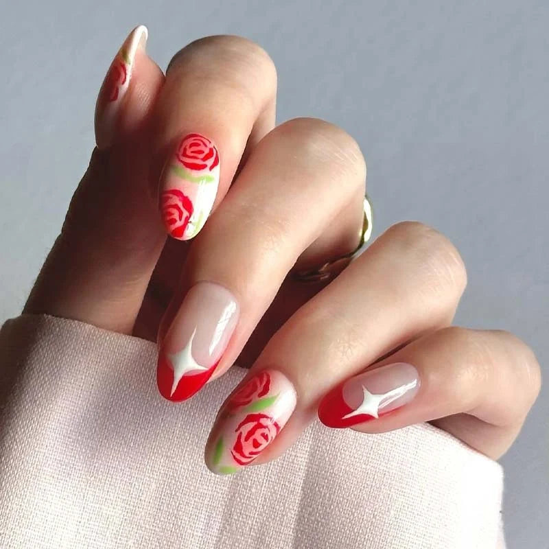 Nail Art Set Floral Designs Easy Application Long-Lasting
