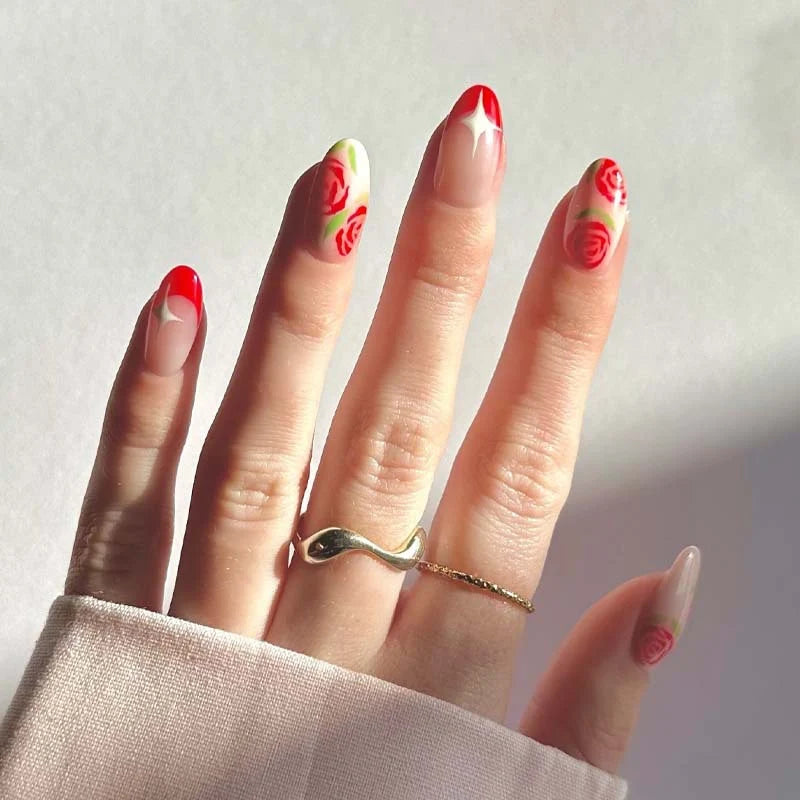 Nail Art Set Floral Designs Easy Application Long-Lasting