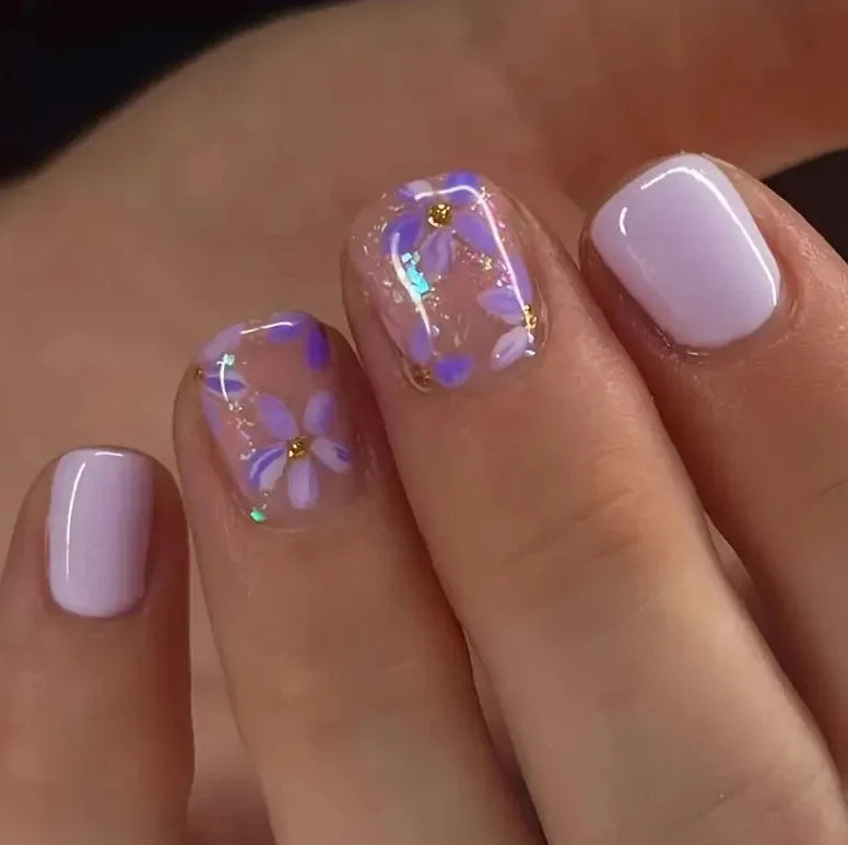 Nail Art Set Floral Designs Gel Strips & Rolled Decals