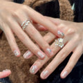 Nail Art Set Floral Designs & Gemstone Accents