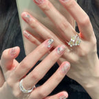 Nail Art Set Floral Designs & Gemstone Accents