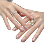 Nail Art Set Floral Designs & Gemstone Accents