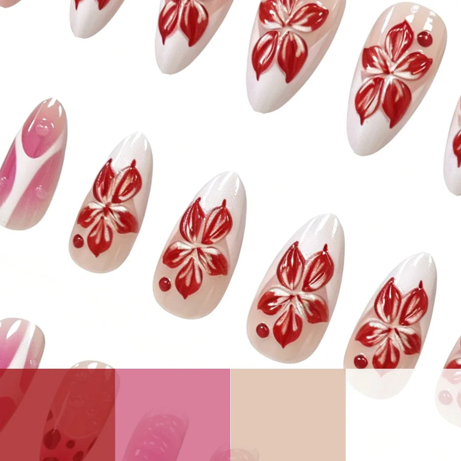 Nail Art Set Floral Designs Long-Lasting