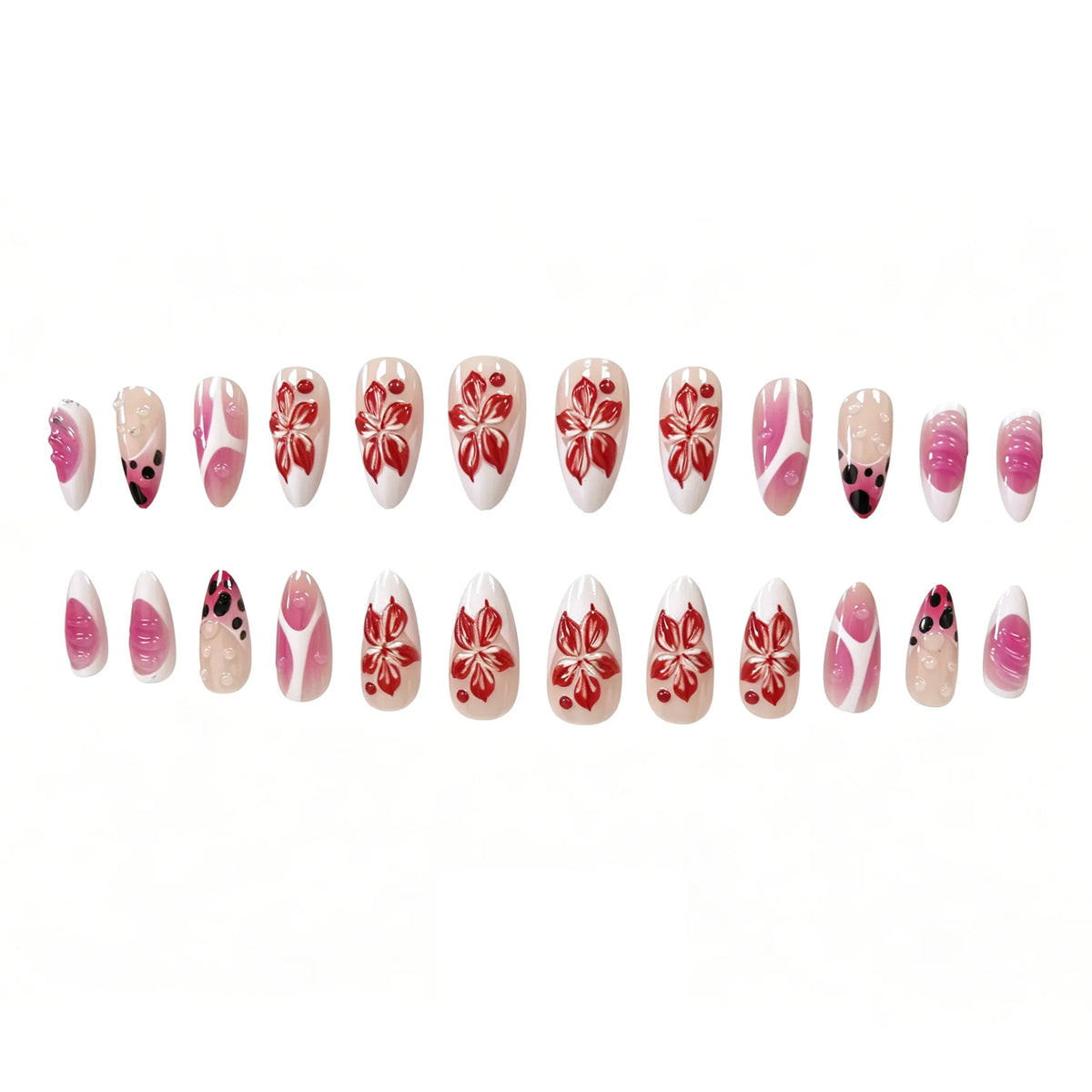 Nail Art Set Floral Designs Long-Lasting