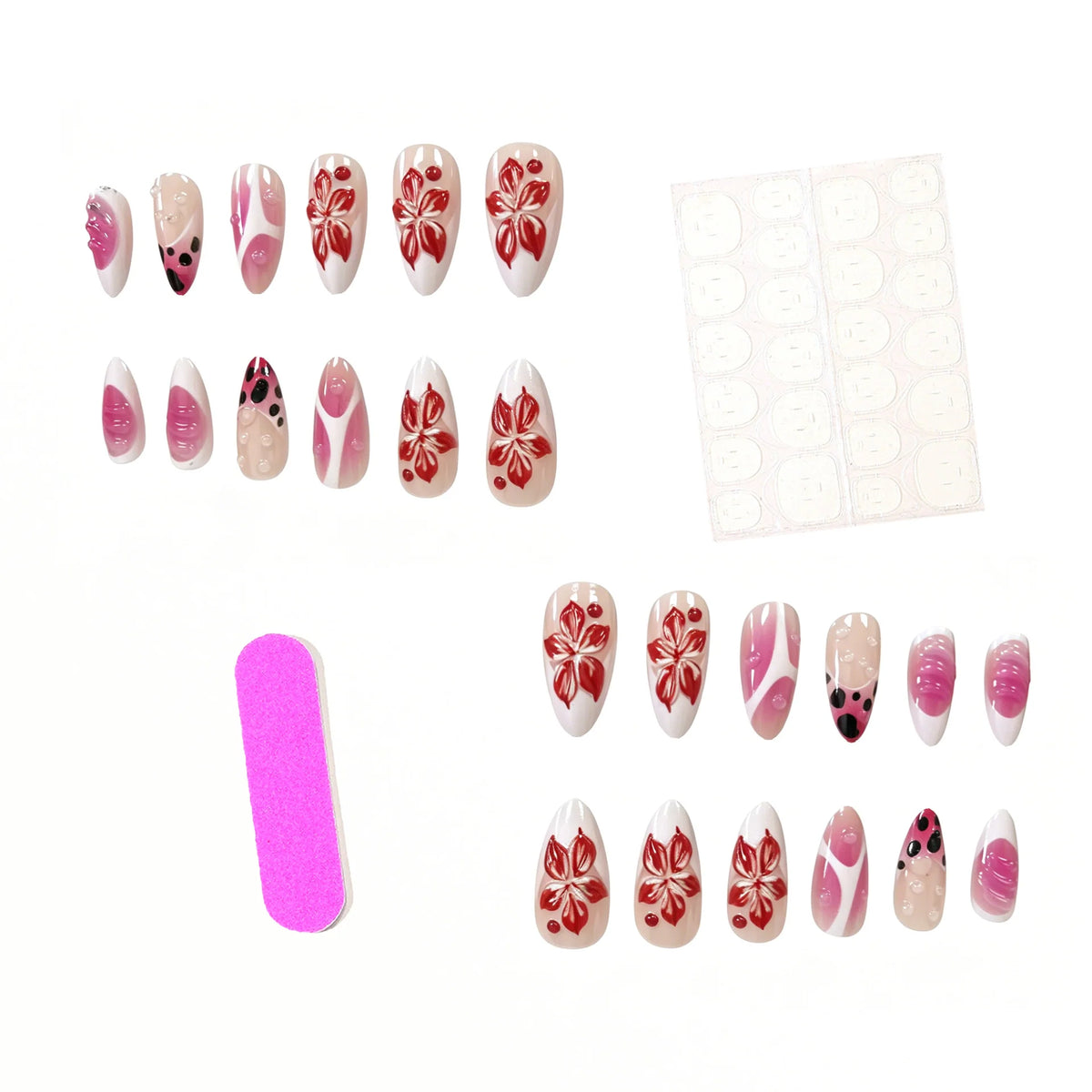 Nail Art Set Floral Designs Long-Lasting