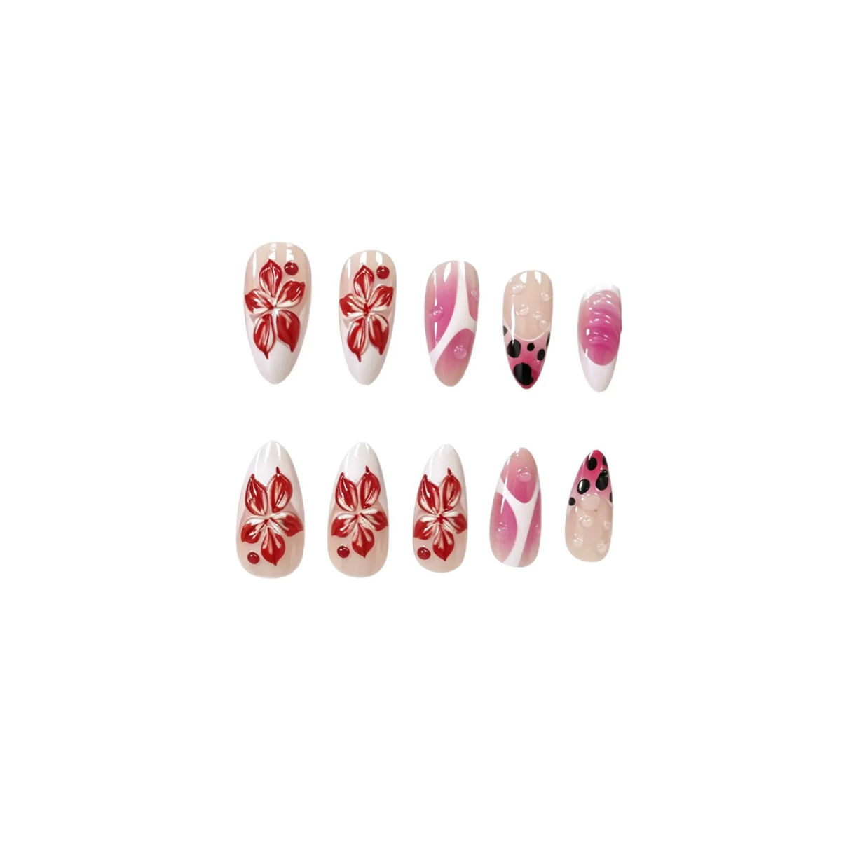 Nail Art Set Floral Designs Long-Lasting