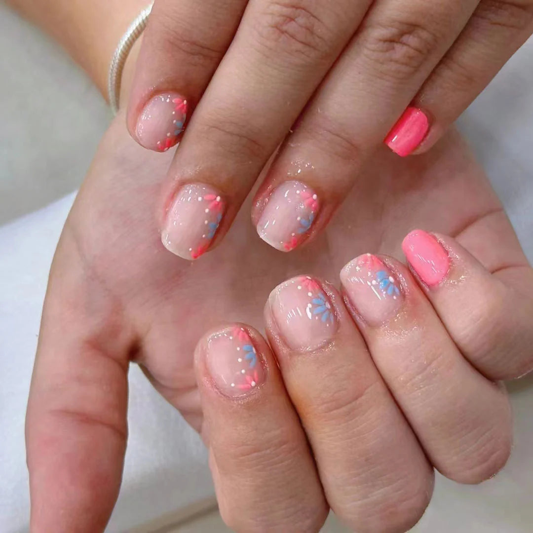 Nail Art Set Floral Designs Natural Acrylic & Gel