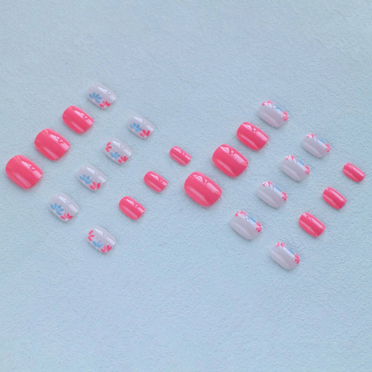 Nail Art Set Floral Designs Natural Acrylic & Gel