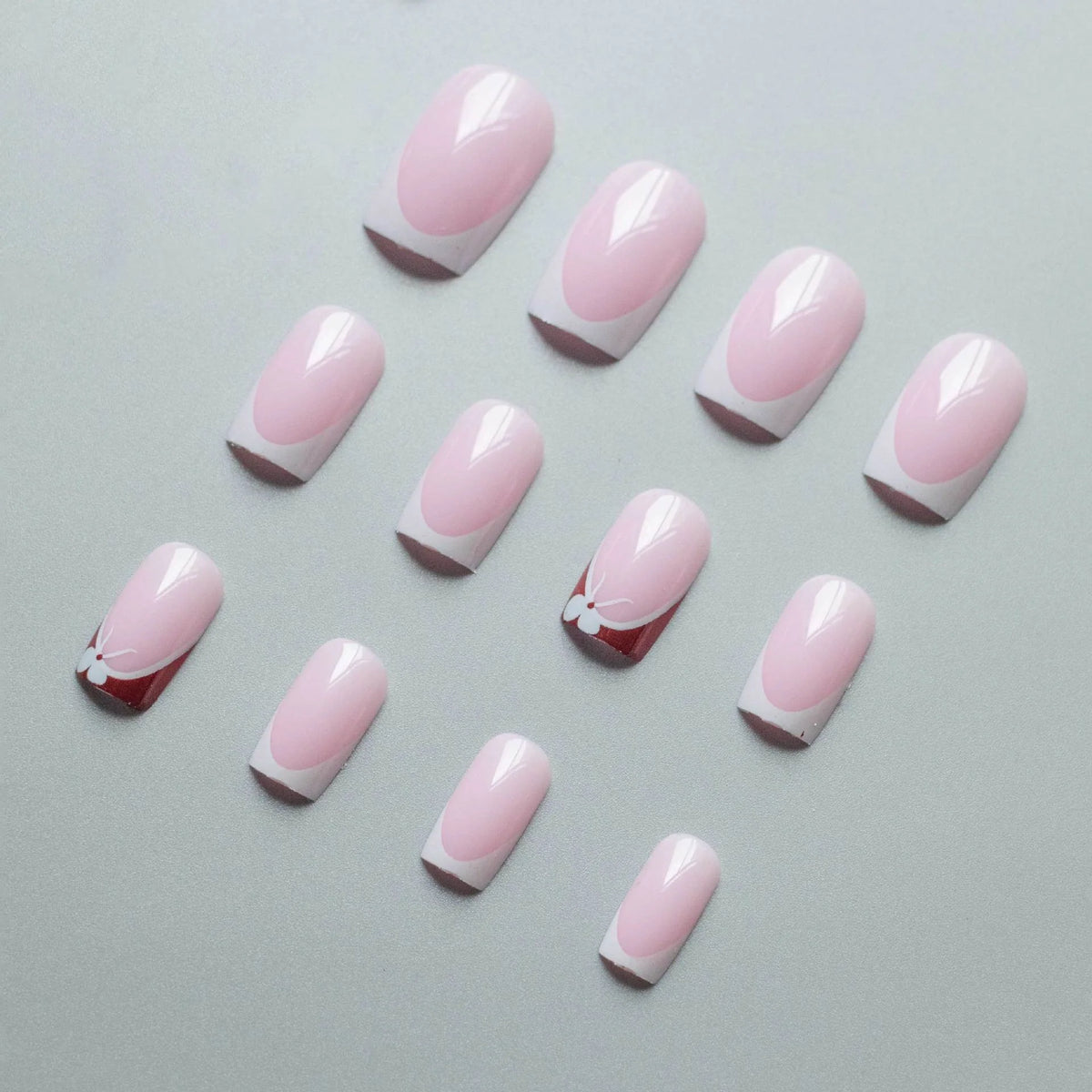 Nail Art Set Floral French Tips Easy Application