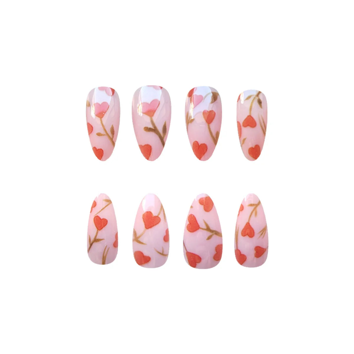 Nail Art Set Floral Heart Designs Glue-On & Jelly