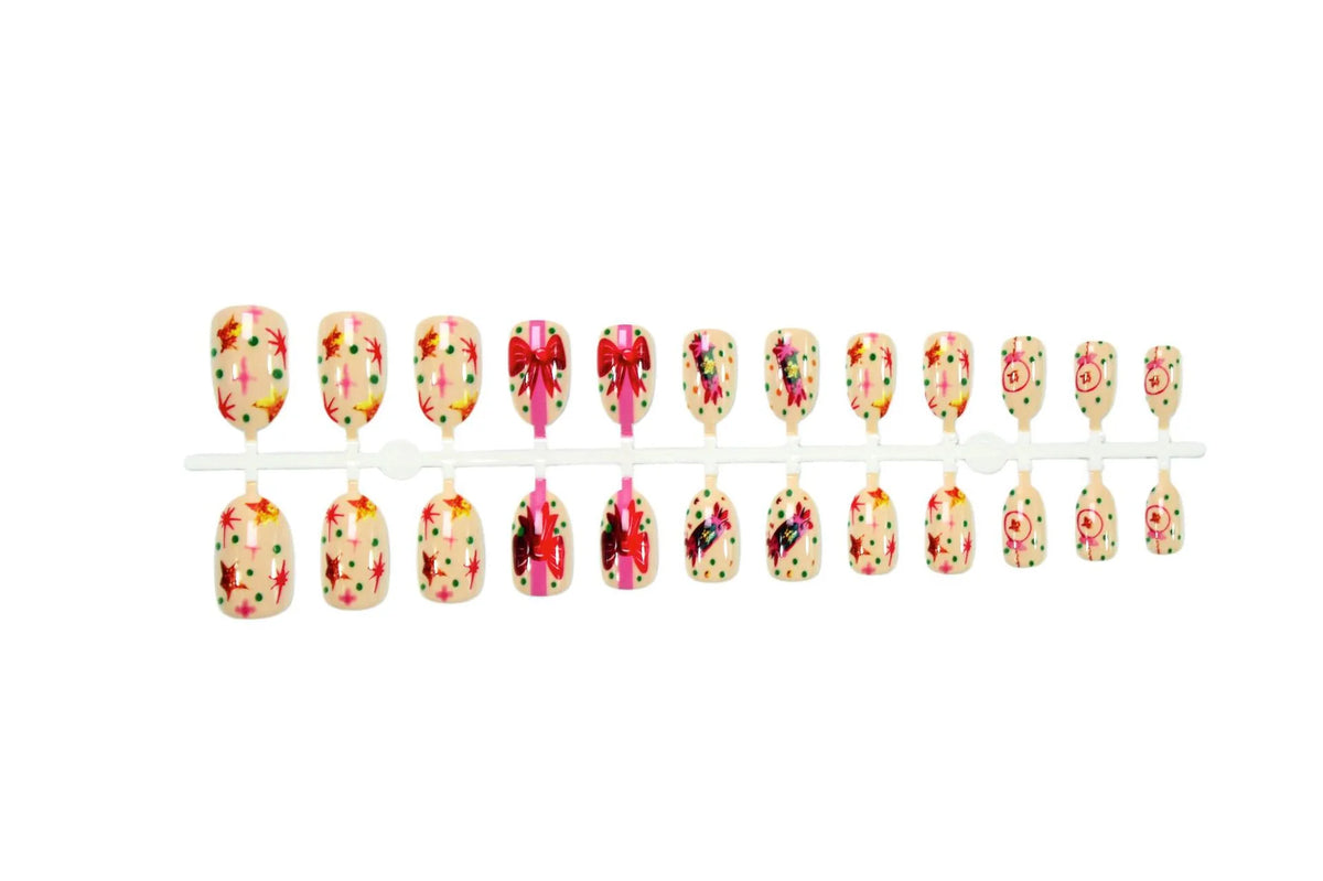 Nail Art Set Floral & Polka Dot Designs Long-Lasting
