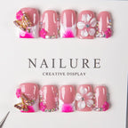 Nail Art Set Floral Prints & Rhinestones Easy Application