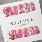 Nail Art Set Floral Prints & Rhinestones Easy Application