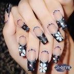 Nail Art Set Floral Rhinestone Stiletto & Square