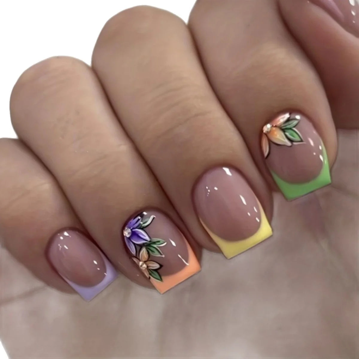Nail Art Set Floral Stickers & Rolled Strips