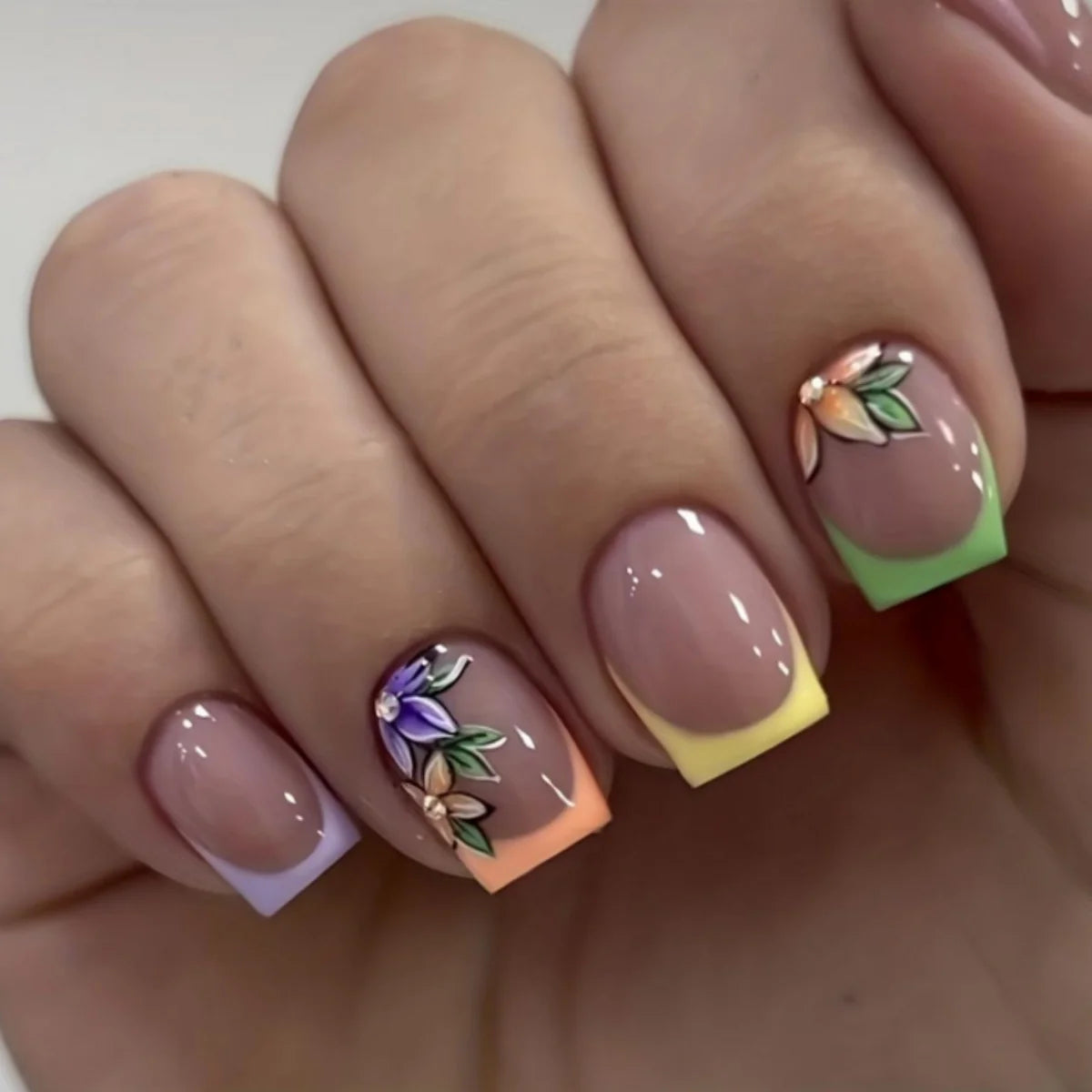 Nail Art Set Floral Stickers & Rolled Strips