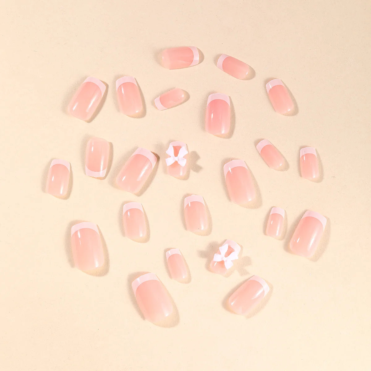 Nail Art Set French Tip Gel Polish Bow Embellishments