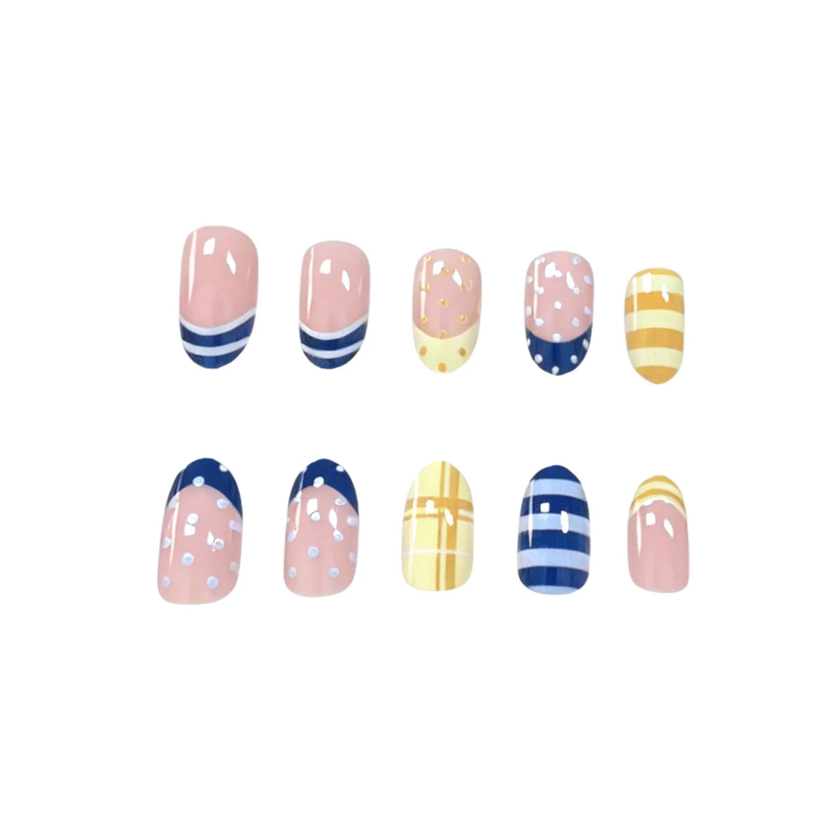Nail Art Set Geometric Magenta 24 Piece Chip Resistant