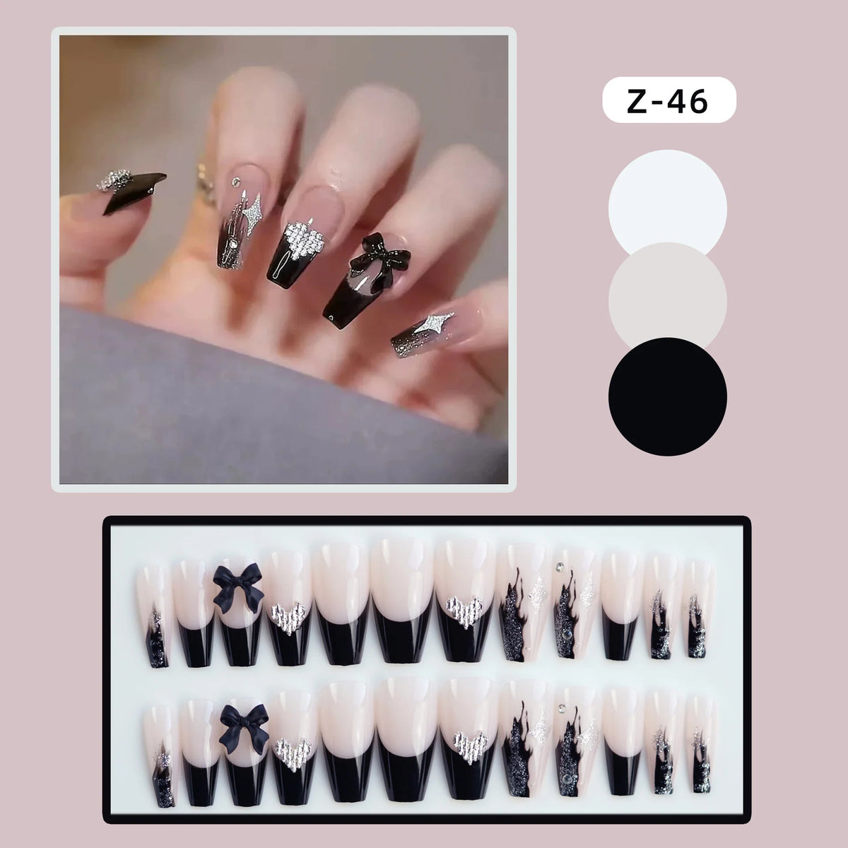 Nail Art Set Glue-On Rhinestones & Bows