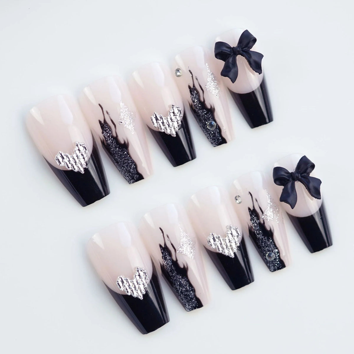 Nail Art Set Glue-On Rhinestones & Bows
