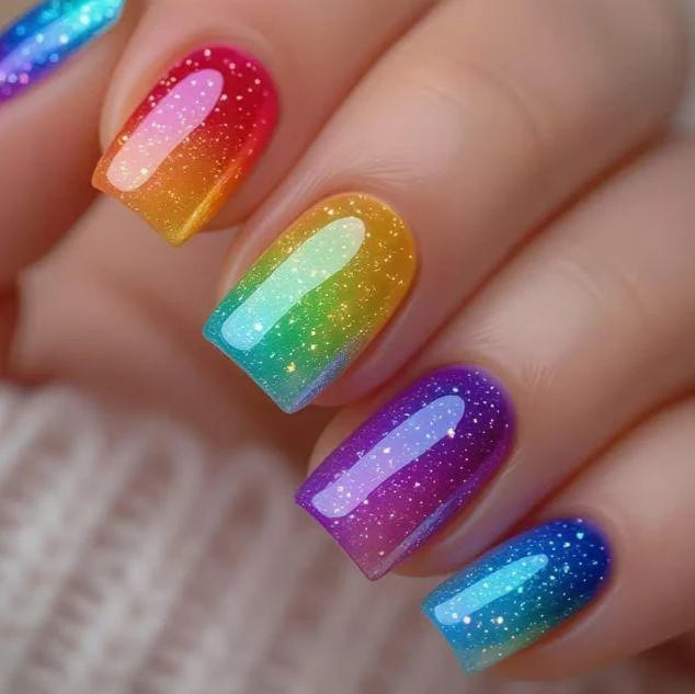Nail Art Set Gradient Glitter Chip Resistant 24 Piece
