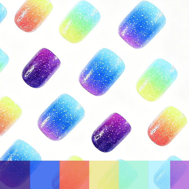 Nail Art Set Gradient Glitter Chip Resistant 24 Piece