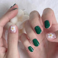 Nail Art Set Green Floral Skin-Friendly & Long-Lasting