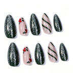 Nail Art Set Green Glitter Striping Tape & Gems