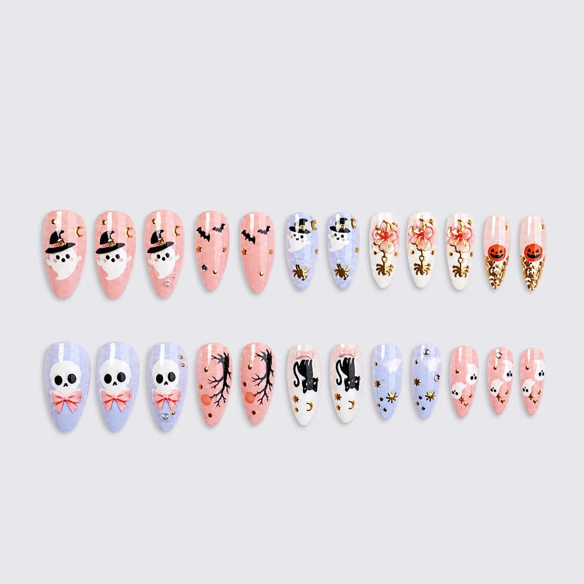 Nail Art Set Halloween Designs Easy-Apply Long-Lasting