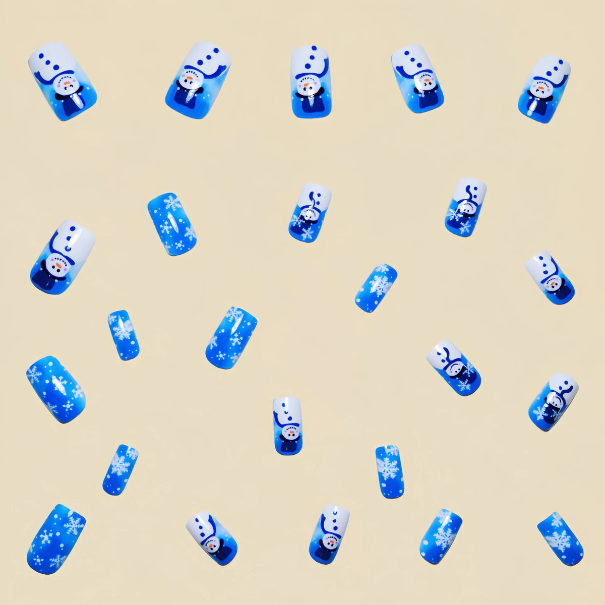 Nail Art Set Hand-Painted Snowman & Snowflake Jelly Gel