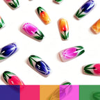 Nail Art Set Hand-Painted Tulip Designs Long-Lasting Wear