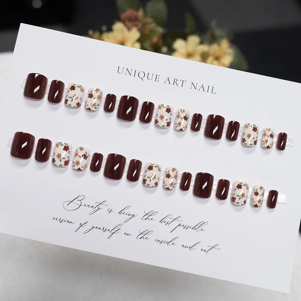 Nail Art Set Handcrafted Floral Long-Lasting Shine