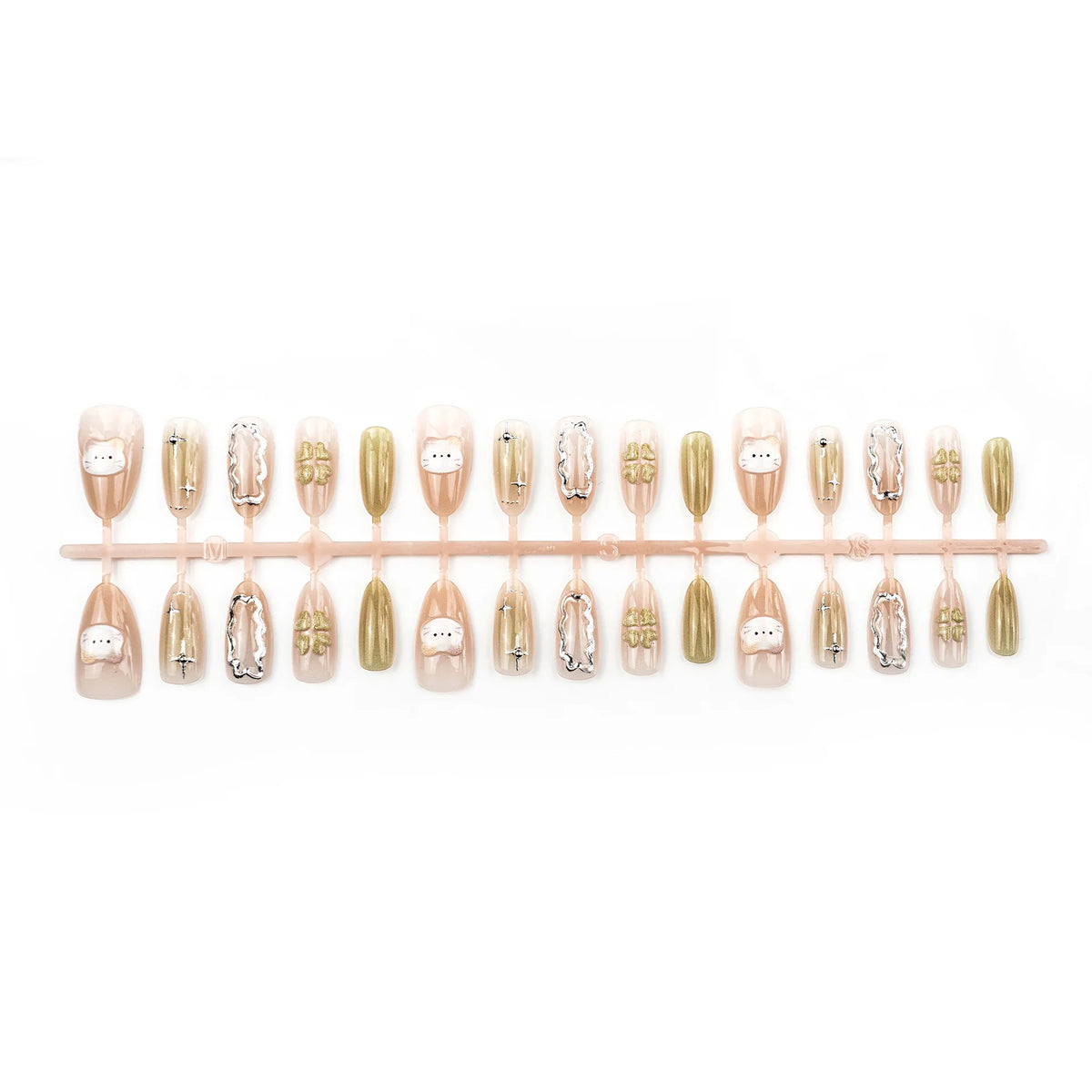 Nail Art Set Handcrafted Kitty & Heart Designs