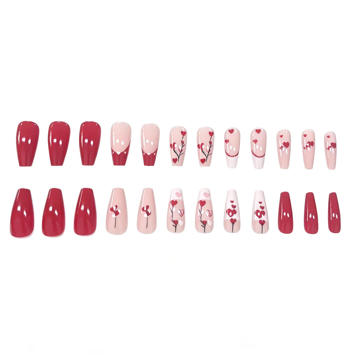 Nail Art Set Heart Designs Adhesive Set of 24