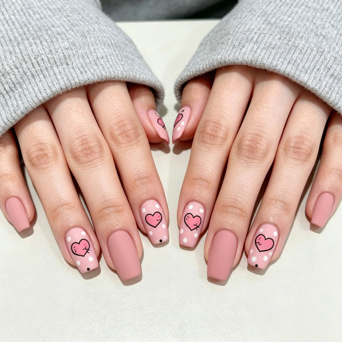 Nail Art Set Heart & Polka Dot 24 Piece