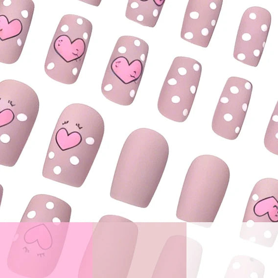 Nail Art Set Heart & Polka Dot 24 Piece