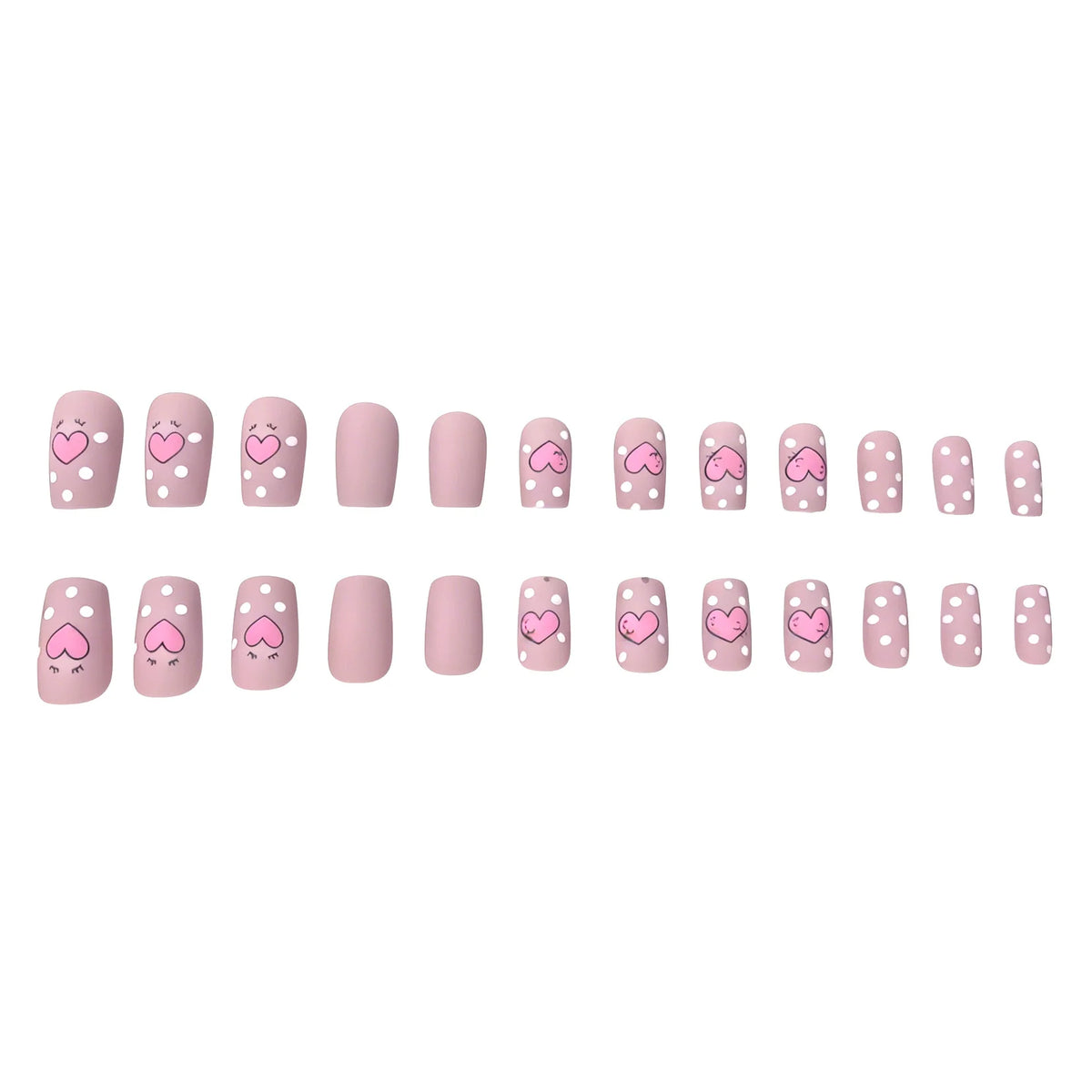 Nail Art Set Heart & Polka Dot 24 Piece