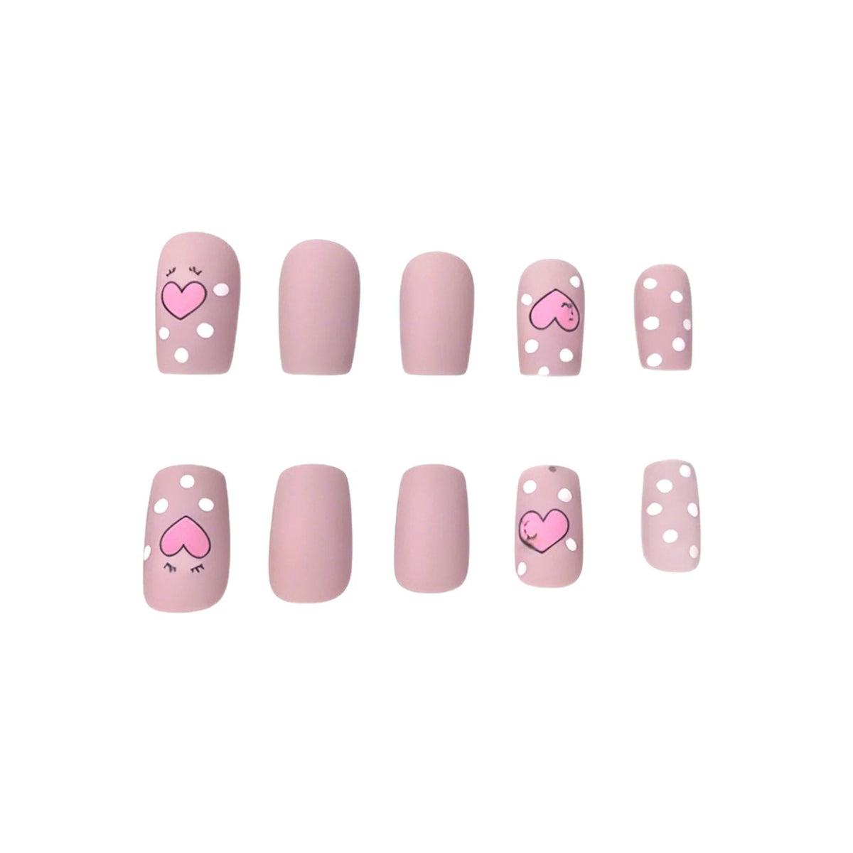 Nail Art Set Heart & Polka Dot 24 Piece