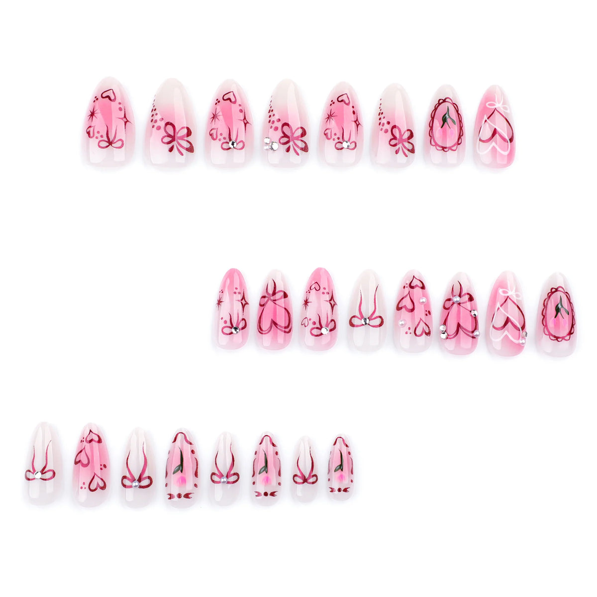 Nail Art Set Heart & Rose Design Easy Application